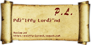 Pálffy Loránd névjegykártya